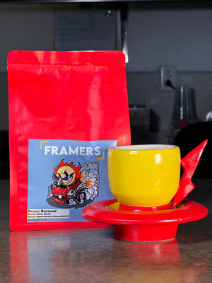 Ben Pee-"Yellow Espresso Set with Red Lightning Bolt"